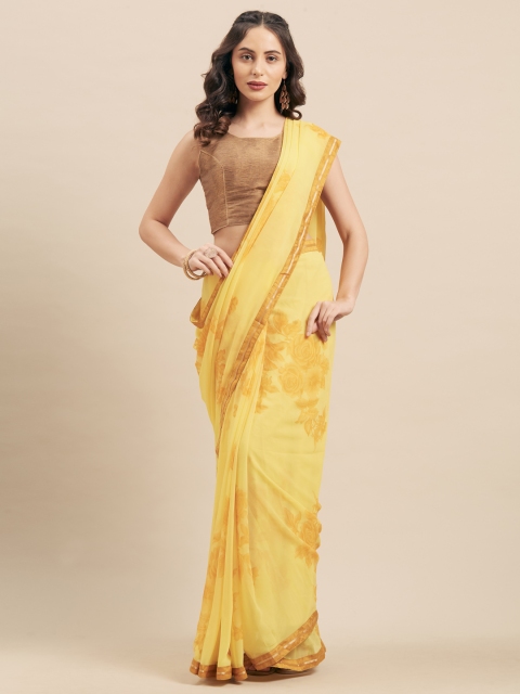 

KALINI Yellow & Orange Poly Georgette Printed Saree