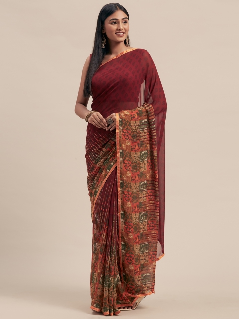 

KALINI Maroon Printed Poly Georgette Saree