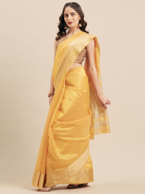 

Mitera Mustard Striped Silk Cotton Saree