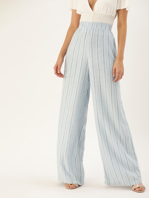 

FOREVER 21 Women Blue Regular Fit Striped Parallel Trousers