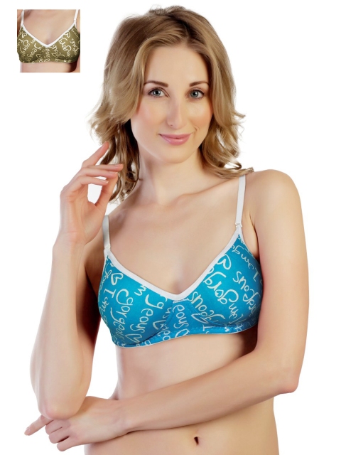 

Tweens Pack of 2 Full-Coverage Printed T-shirt Bras TW-1340-1360-PR, Blue