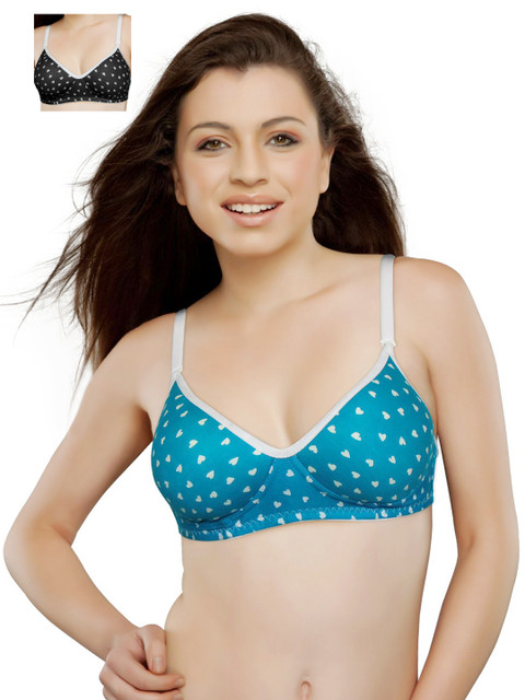 

Tweens Pack of 2 Full-Coverage Printed T-shirt Bras TW-1343-1344-PR, Blue