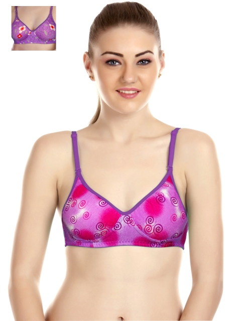 

Tweens Pack of 2 Printed Full-Coverage T-shirt Bras TW-1373-1374-PR, Purple