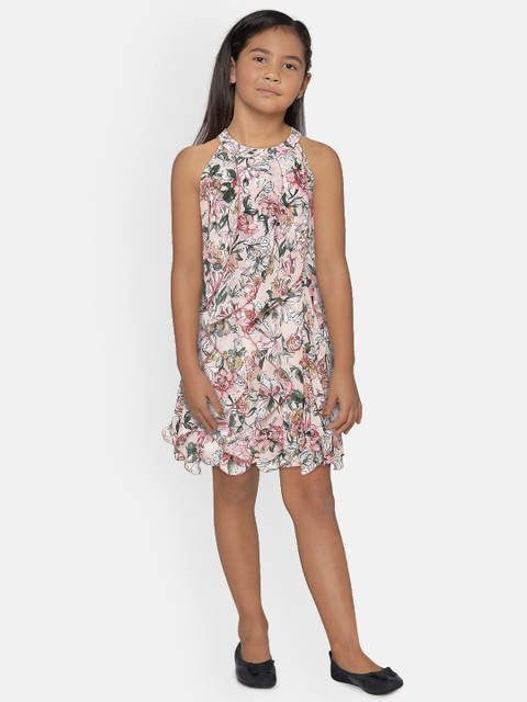 

Peppermint Girls Mauve Printed A-Line Dress