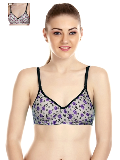 

Tweens Pack of 2 Printed Full-Coverage T-shirt Bras TW-1378-1379-PR, Grey