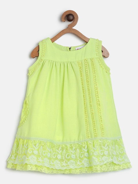 

Peppermint Girls Green Solid A-Line Dress