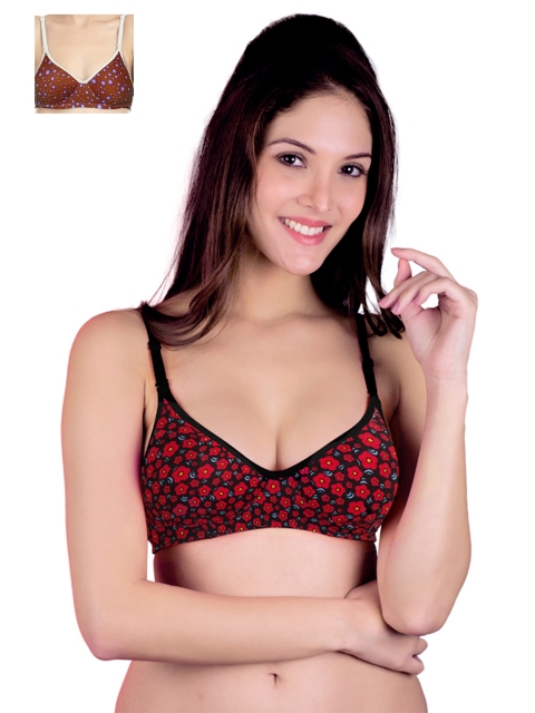 

Tweens Pack of 2 Printed Full-Coverage T-shirt Bras TW-13105-13101-PR, Black