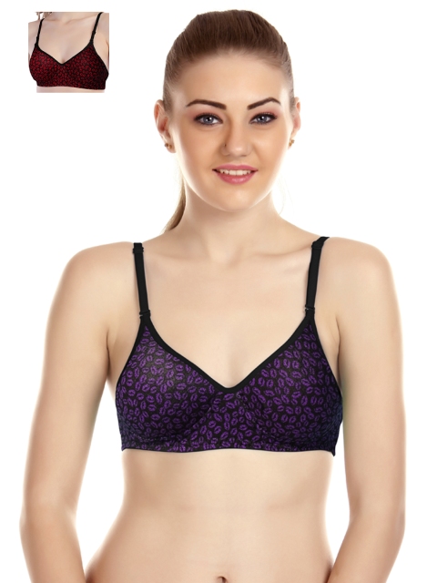 

Tweens Pack of 2 Printed Full-Coverage T-shirt Bras TW-13107-13108-PR, Purple