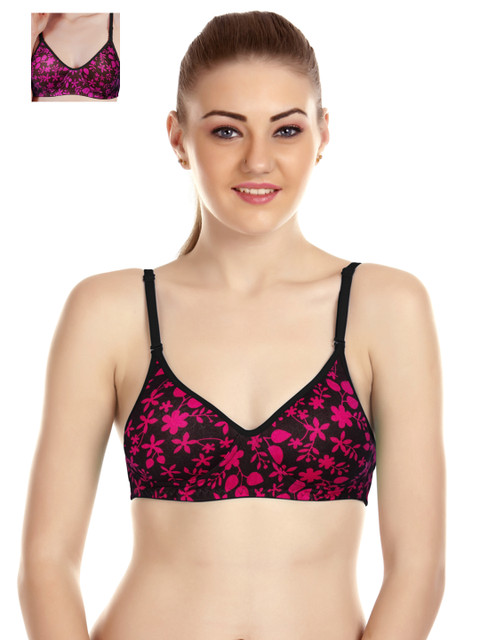 

Tweens Pack of 2 Printed Full-Coverage T-shirt Bras TW-13110-13111-PR, Pink