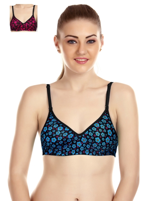 

Tweens Pack of 2 Printed Full-Coverage T-shirt Bras TW-13109-1397, Black