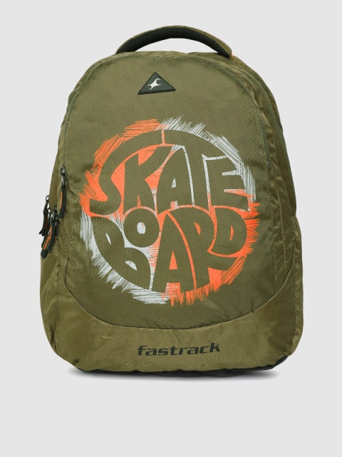 

Fastrack Unisex Olive Green Typography Backpack