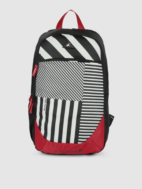 Fastrack Unisex Black & White Striped Backpack