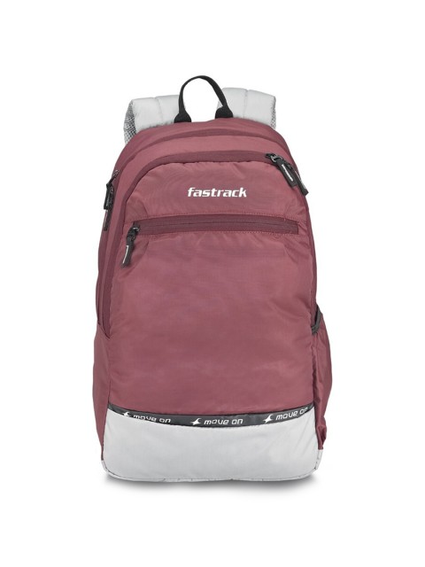 

Fastrack Unisex Maroon & Grey Colourblocked Backpack