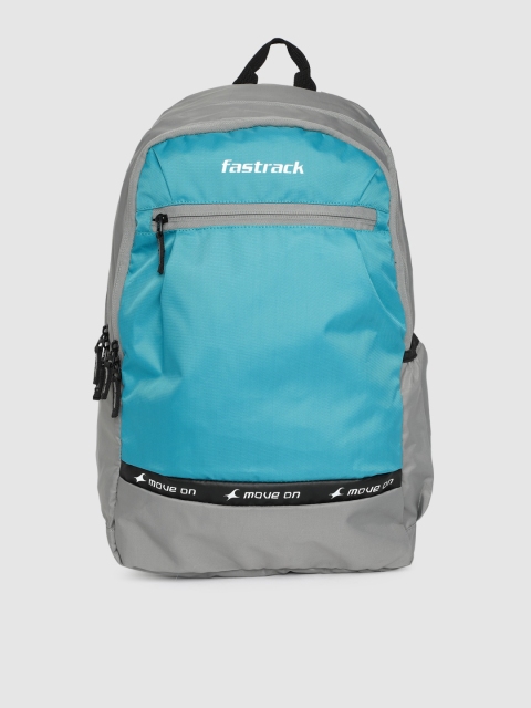 

Fastrack Unisex Grey & Blue Colourblocked Backpack