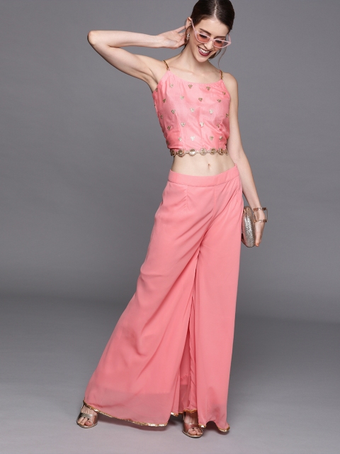 

Inddus Women Pink Sequinned Top with Palazzos