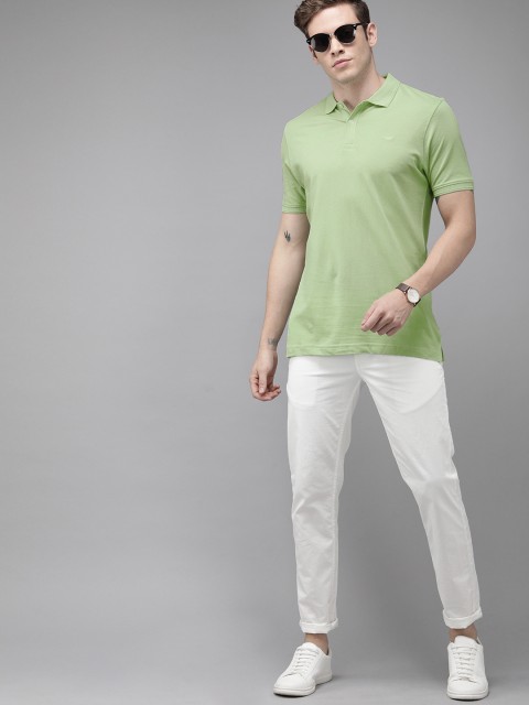 

Park Avenue Men Green Slim Fit Solid Polo Collar Pure Cotton T-shirt