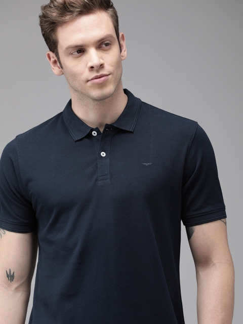 

Park Avenue Men Blue Slim Fit Solid Polo Collar Pure Cotton T-shirt