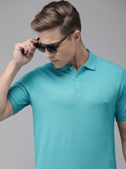 

Park Avenue Men Blue Slim Fit Solid Polo Collar Pure Cotton T-shirt