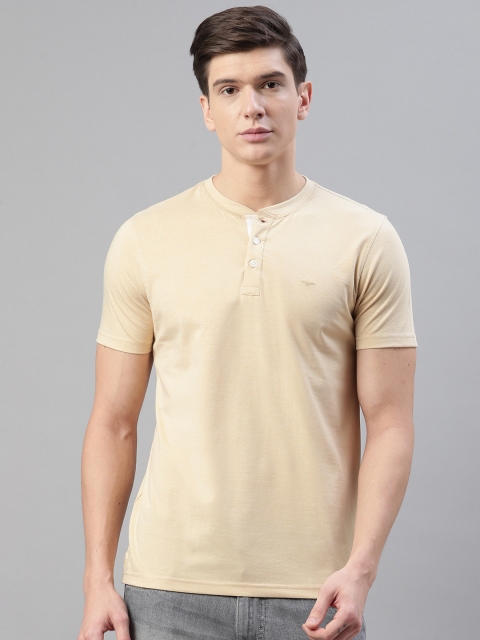 

Park Avenue Men Beige Slim Fit Solid Henley Neck T-shirt