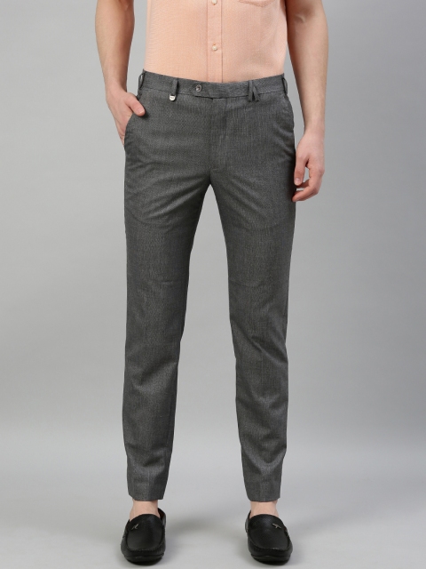 

Park Avenue Men Grey Regular Fit Striped Formal Trousers