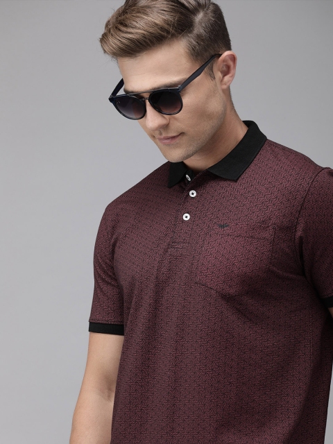 

Park Avenue Men Maroon & Black Printed Polo Collar T-shirt