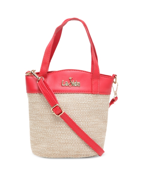 

Ladida Red & Beige Colourblocked Handheld Bag