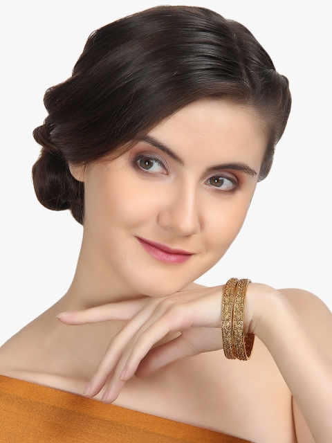 

Adwitiya Collection Set of 2 24K Gold-Plated Embellished Handcrafted Designed Bangles