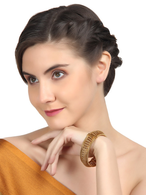 

Adwitiya Collection Set of 2 24K Gold-Plated Embellished Handcrafted Designer Bangles