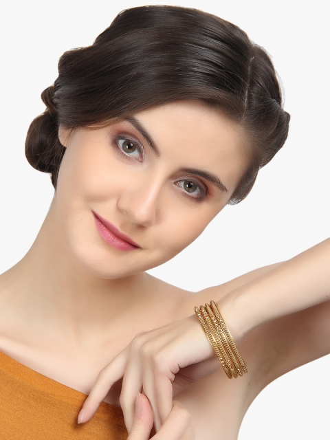 

Adwitiya Collection Set of 4 24K Gold-Plated Stone-Studded Handcrafted Designer Bangles