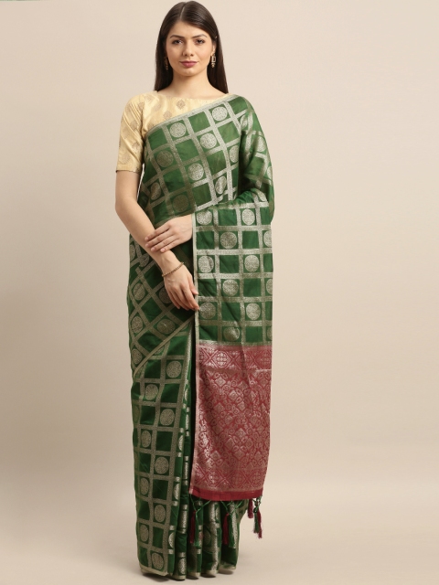 

Pisara Green & Golden Silk Cotton Woven Design Banarasi Saree