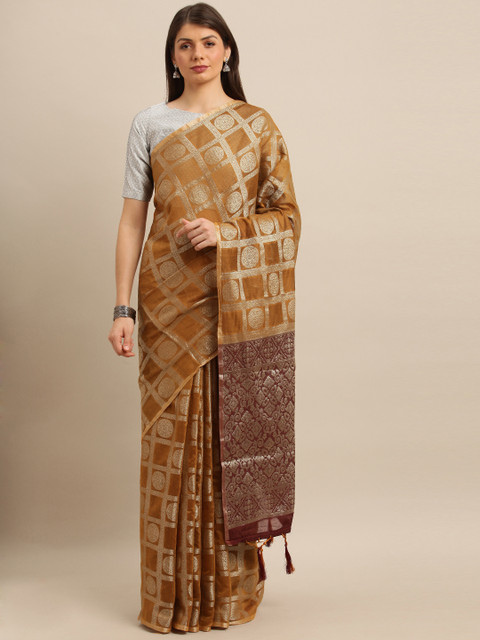 

Pisara Camel Brown Silk Cotton Woven Design Banarasi Saree