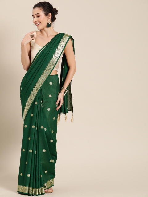 

Pisara Green & Gold-Coloured Silk Blend Woven Design Saree