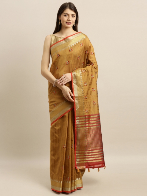 

Pisara Camel Brown Silk Cotton Embroidered Banarasi Saree