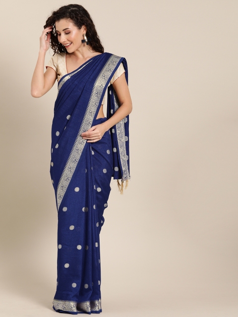 

Pisara Blue & Gold-Toned Silk Blend Embroidered Saree