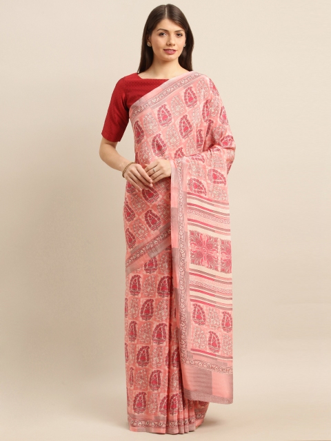 

Pisara Rose Gold & Cream-Coloured Poly Crepe Printed Saree