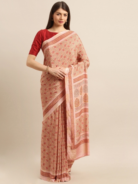 

Pisara Pink Printed Poly Crepe Saree