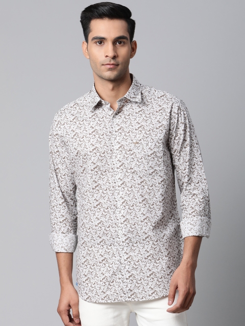 

Park Avenue Men Off-White & Brown Slim Fit Floral Print Casual Shirt