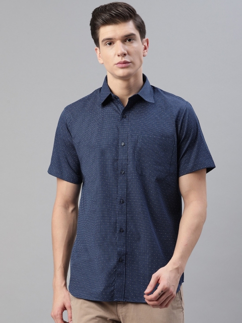 

Raymond Men Navy Blue & White Contemporary Fit Printed Casual Shirt
