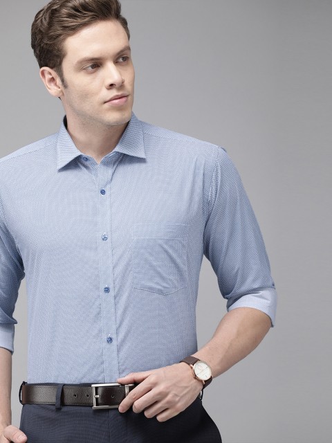 

Park Avenue Men White & Blue Slim Fit Printed Formal Shirt