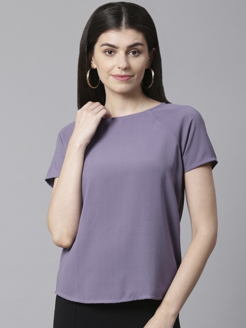 

Marks & Spencer Women Purple Solid Styled Back Top