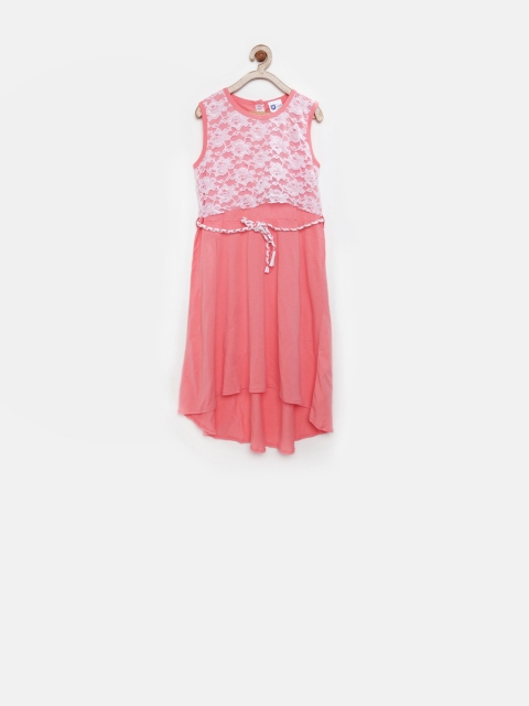

612 League Girls Peach-Coloured Fit & Flare Dress