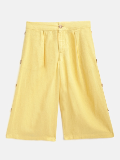 

Marks & Spencer Girls Yellow Regular Fit Solid Culottes