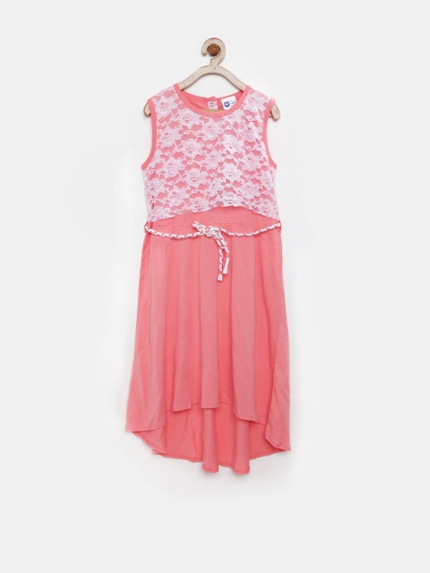 

612 League Girls Peach-Coloured Fit & Flare Dress