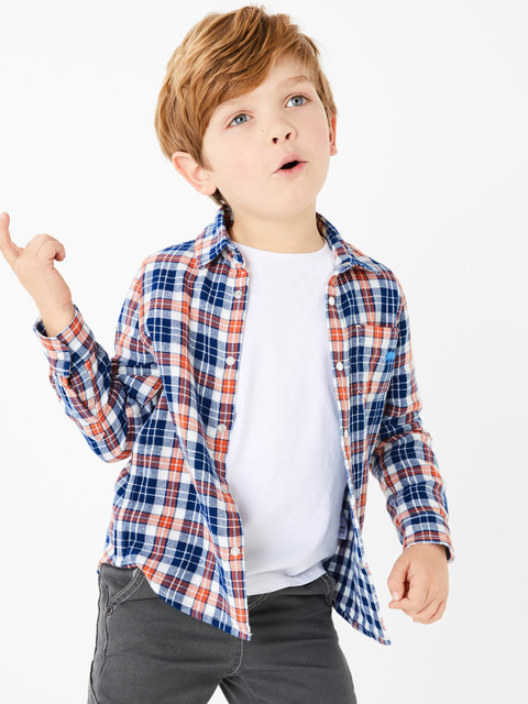 

Marks & Spencer Boys Blue & Red Regular Fit Checked Shirt