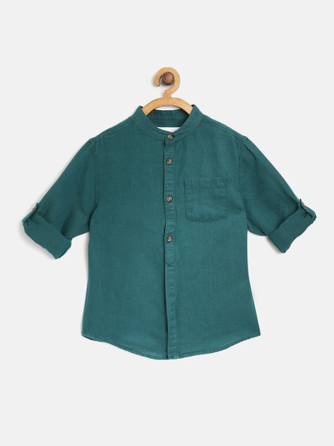 

Marks & Spencer Boys Green Solid Regular Fit Casual Shirt