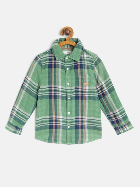 

Marks & Spencer Boys Green & Navy Blue Regular Fit Checked Casual Shirt