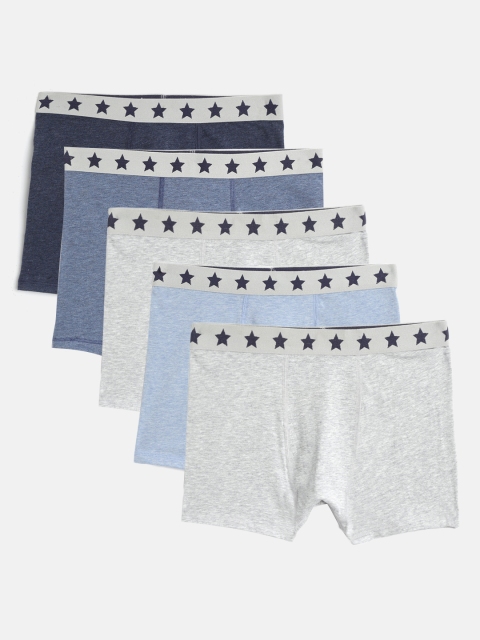 

Marks & Spencer Boys Pack of 5 Solid Trunks, Grey melange