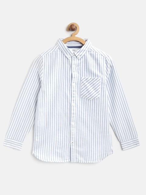 

Marks & Spencer Boys White & Blue Striped Regular Fit Casual Shirt