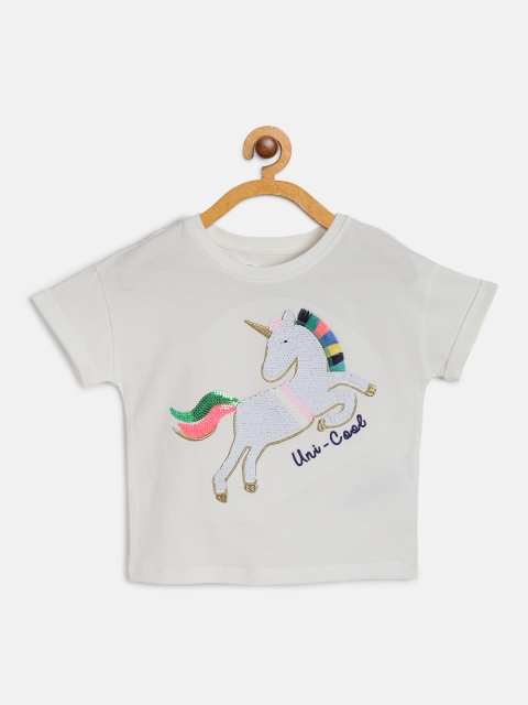 

Marks & Spencer Girls White & Blue Flip Sequinned Round Neck T-shirt