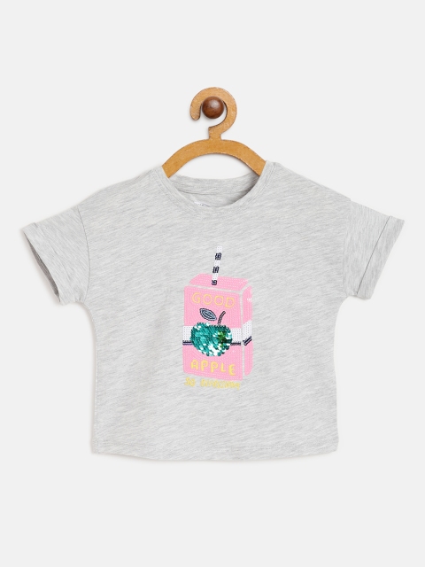 

Marks & Spencer Girls Grey Melange Juice Box Flip Sequinned Round Neck T-shirt